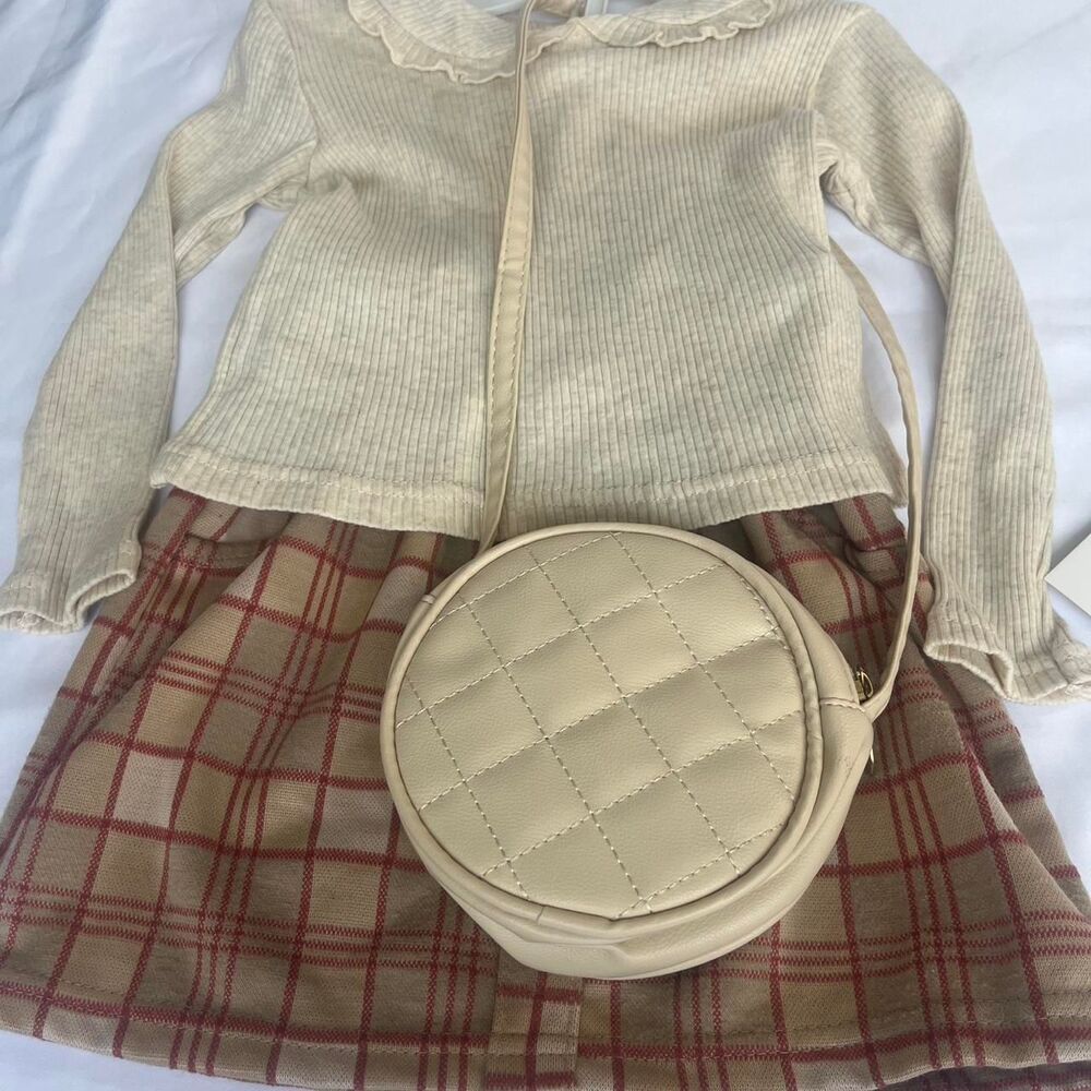 3T NWT 3 Piece Rachel Zoe Women's Cream, Pink, Tan Skirt Set with Toddler Purse